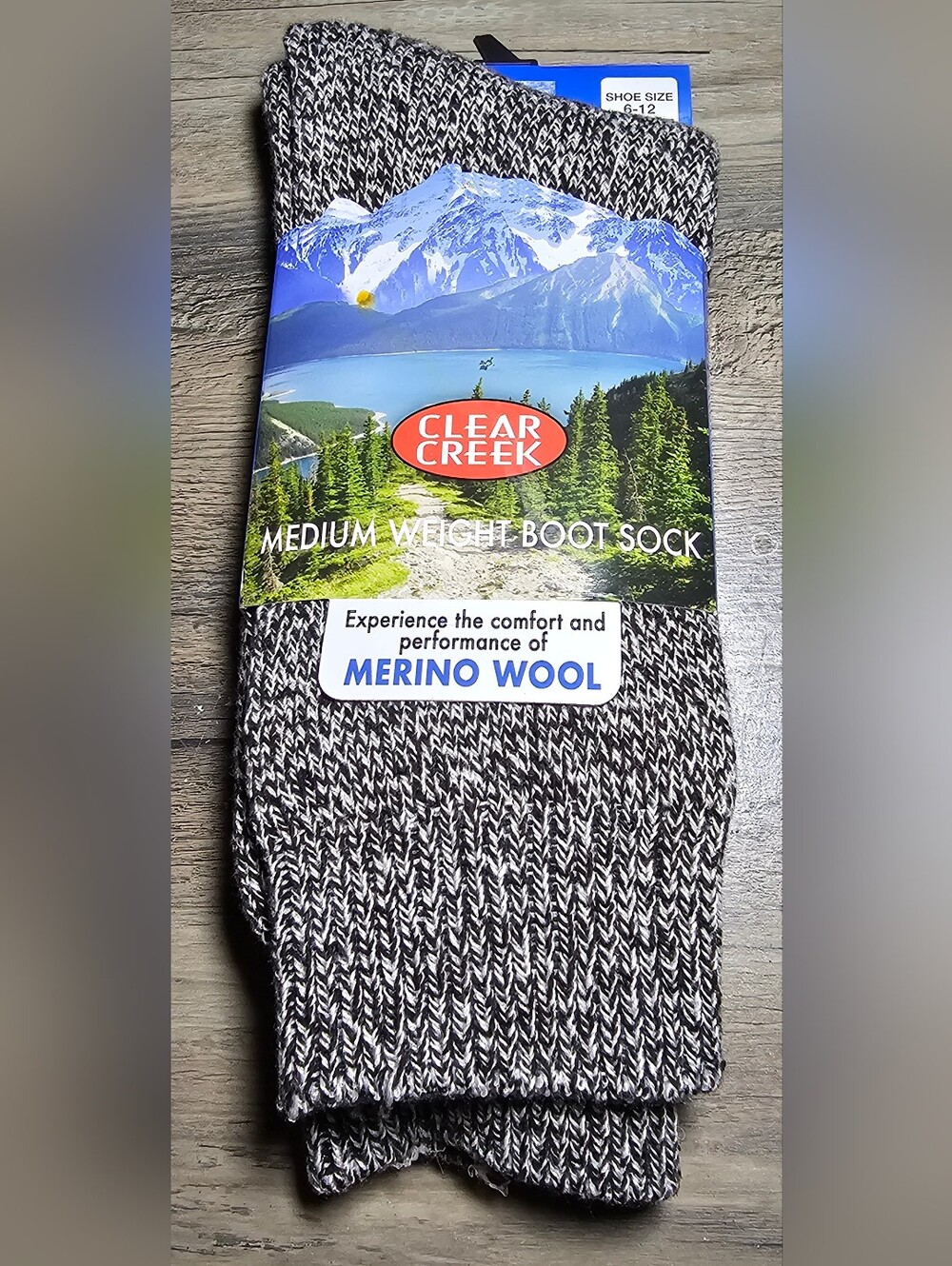 Merino Wool Clear Creek Medium Weight Boot Sock Gray Shoe Size 6-12 NWT